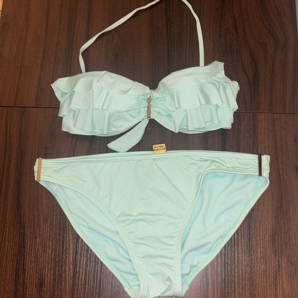 Ninety Mint Green Bikini Set with Ruffles